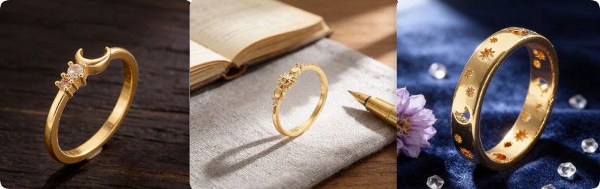 Light Luxury Fashion All-Match Star And Moon Ring