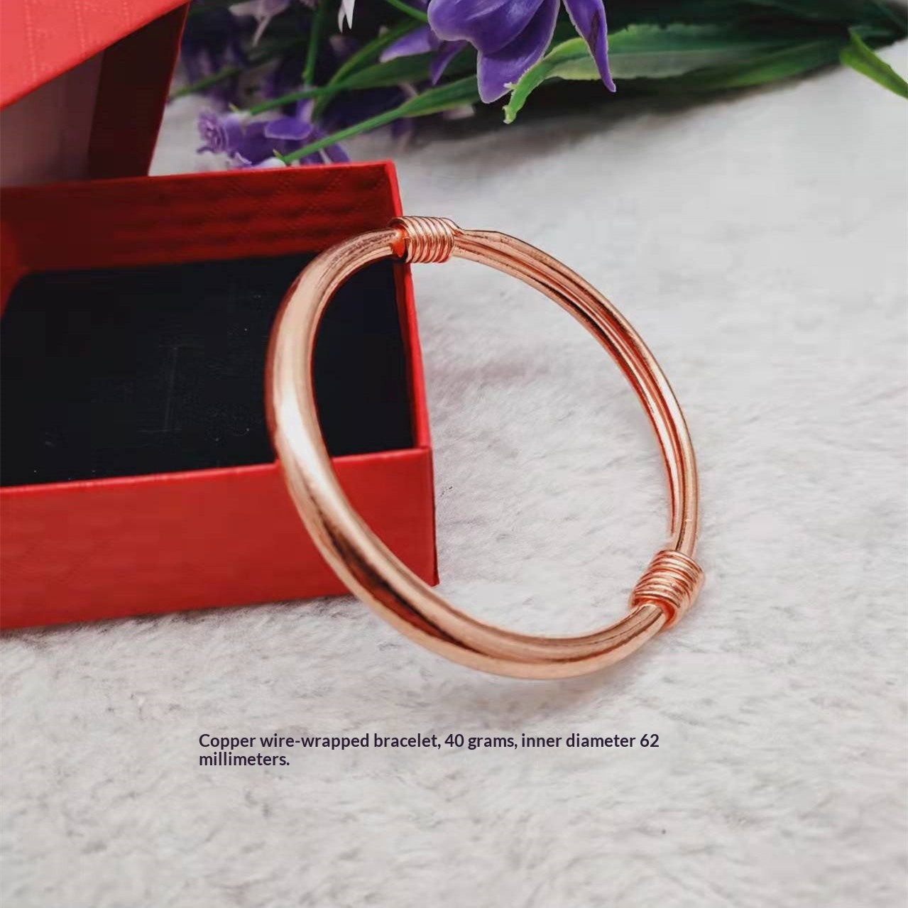 Silk-wrapped Polished Ethnic-style Pure Copper Uncoated Bracelet
