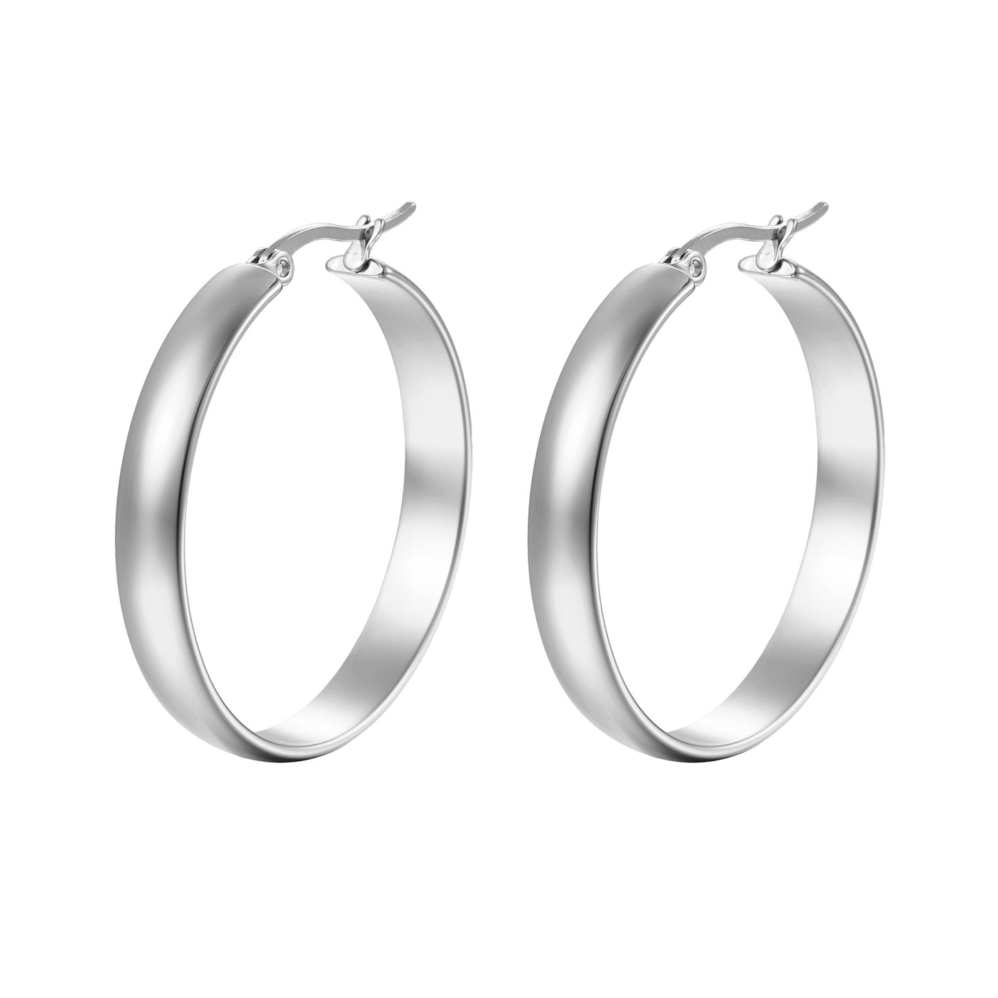 Fashionable Round Spherical Stainless Steel Hoop Earrings For Women