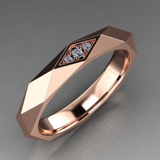 Simple Womens Ring With Real Gold Plating And Zircon Inlay