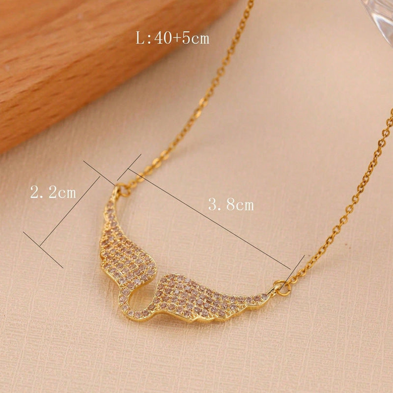 Full-Diamond Angel Wings Pendant Necklace