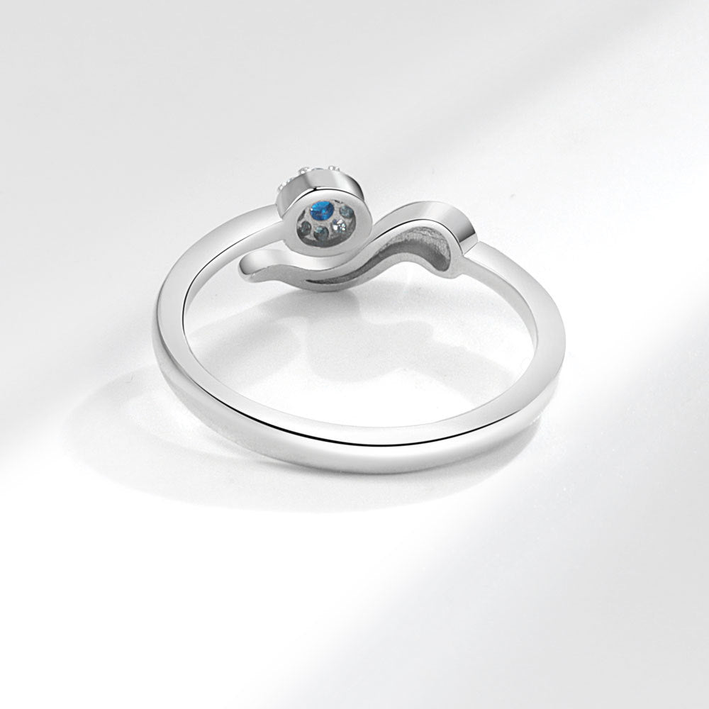 Blue Zircon Open Devil's Eye Ring
