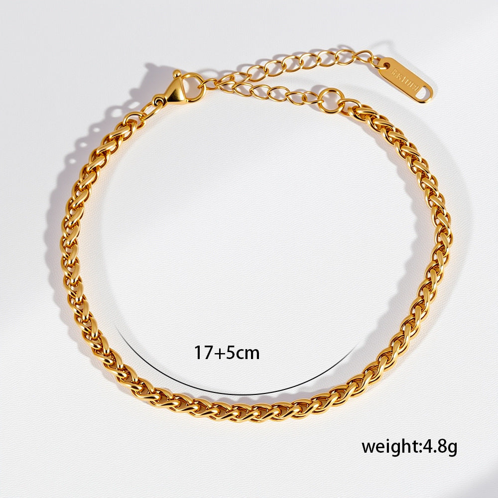 Minimalist Titanium Steel Niche All-Match 18K Gold-Plated Bracelet For Women
