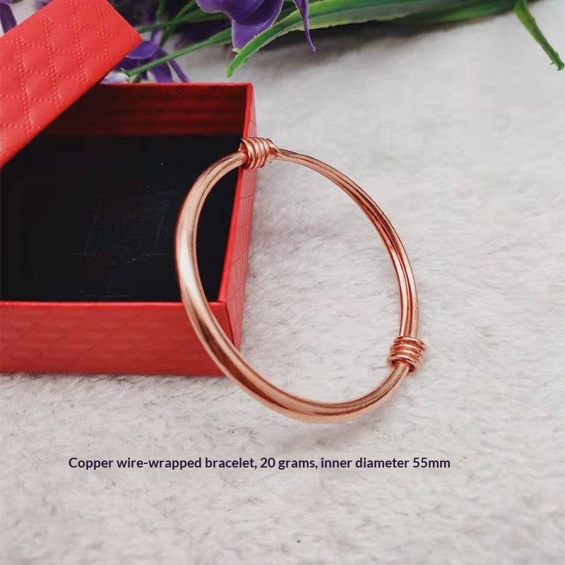 Silk-wrapped  Polished  Ethnic-style Pure Copper Uncoated Bracelet