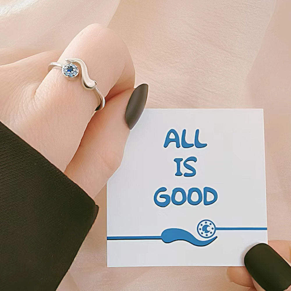 Blue Zircon Open Devil's Eye Ring