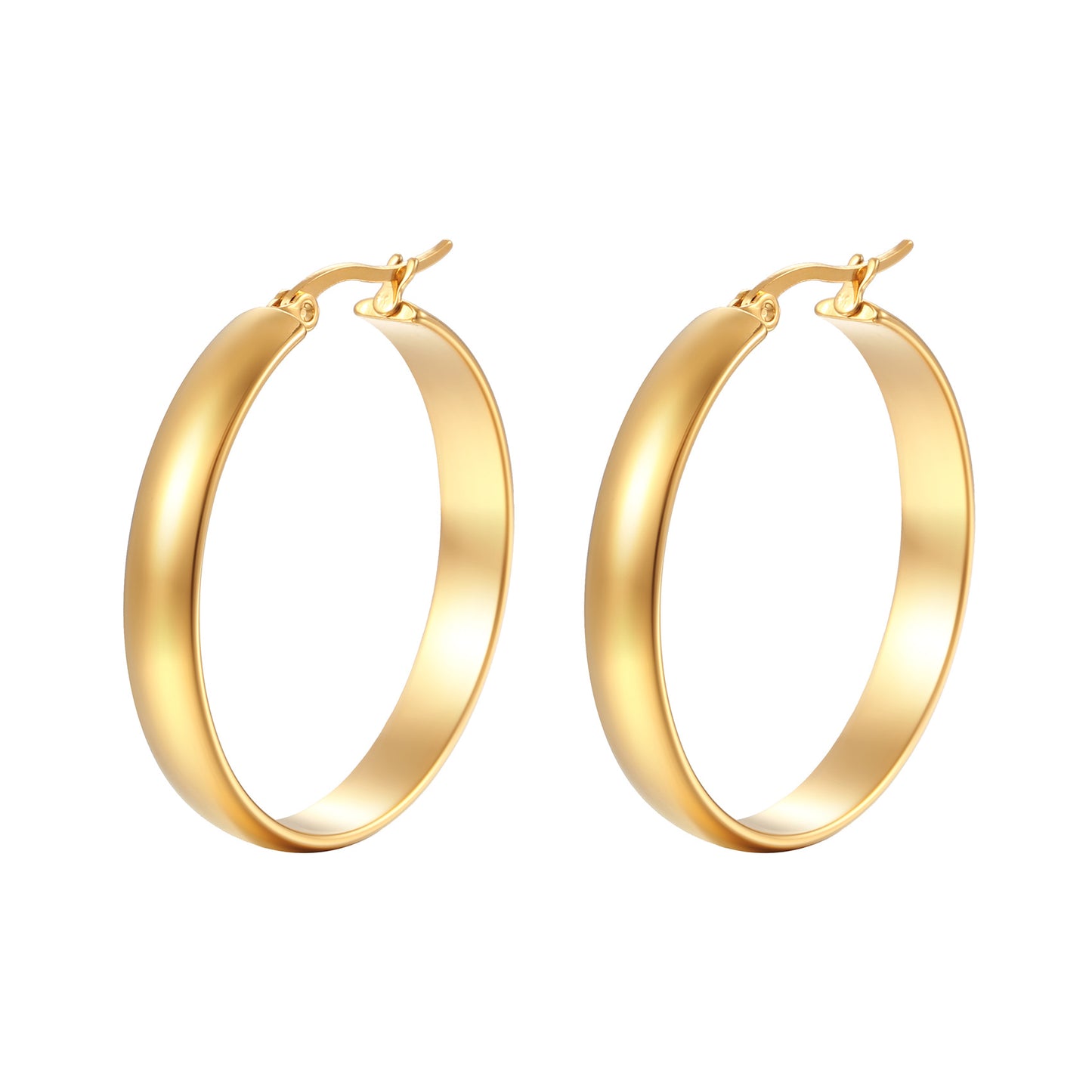 Fashionable Round Spherical Stainless Steel Hoop Earrings For Women