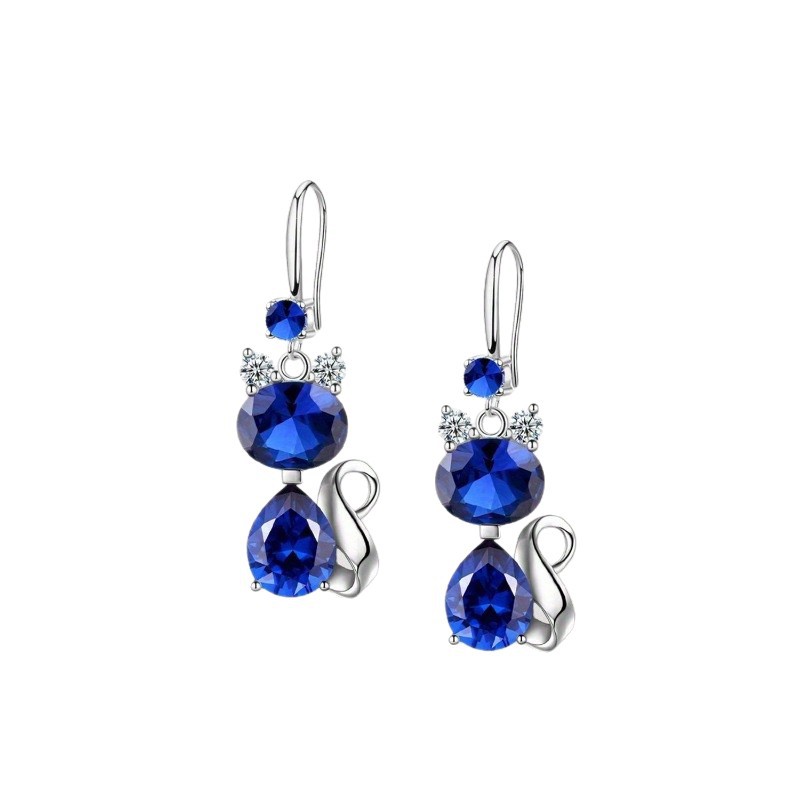 Simple Stylish Versatile And Cute Little Cat Sparkling Earrings