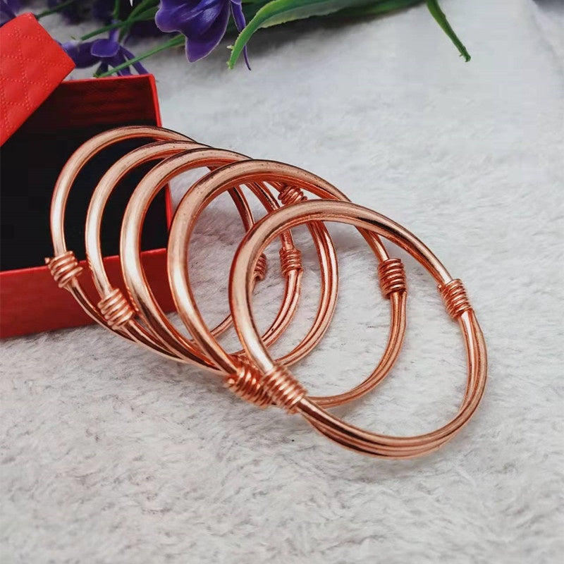 Silk-wrapped  Polished  Ethnic-style Pure Copper Uncoated Bracelet
