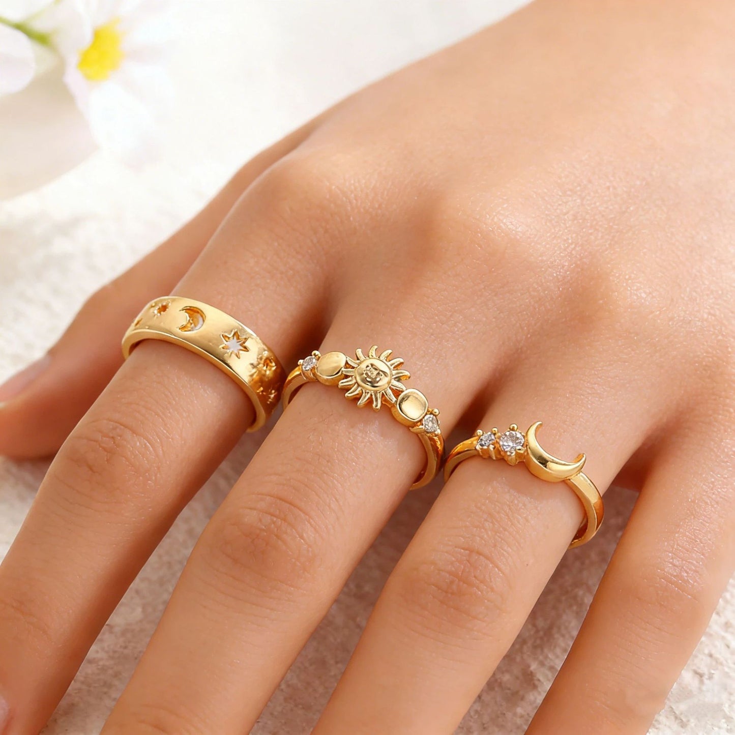 Light Luxury Fashion All-Match Star And Moon Ring
