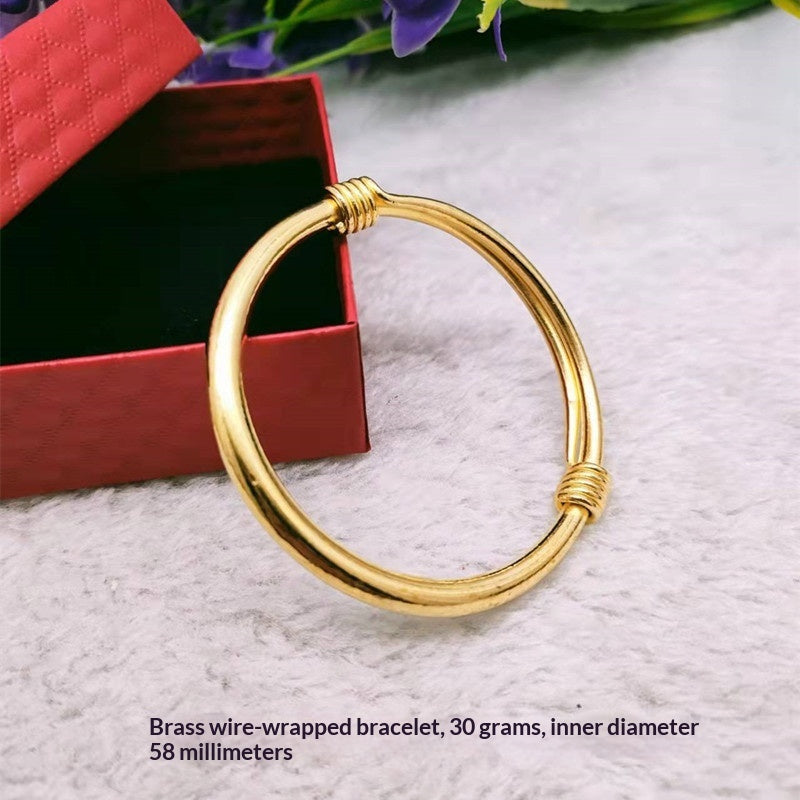 Silk-wrapped  Polished  Ethnic-style Pure Copper Uncoated Bracelet