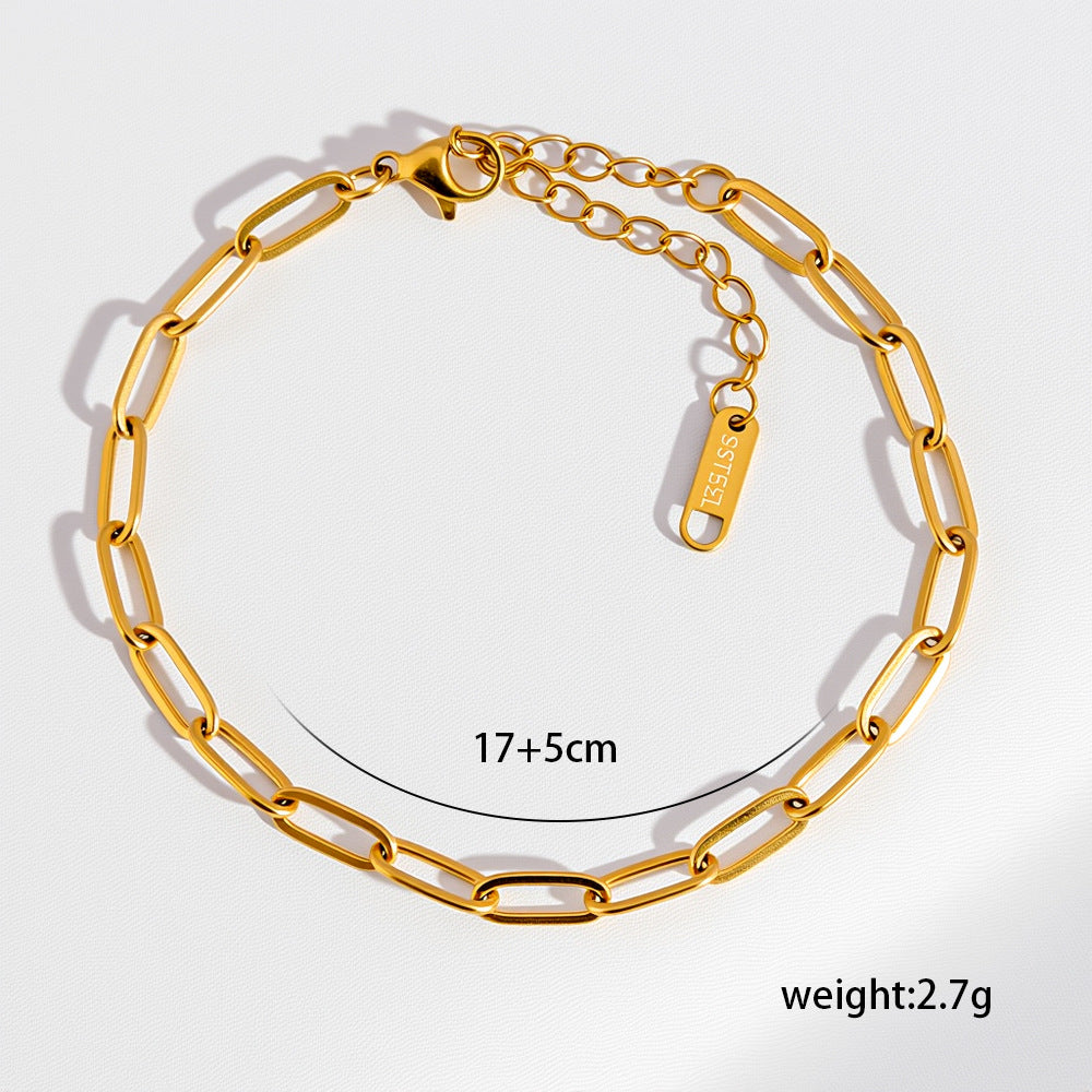 Minimalist Titanium Steel Niche All-Match 18K Gold-Plated Bracelet For Women