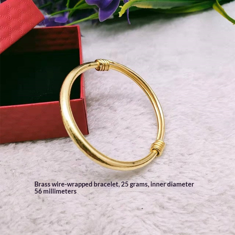 Silk-wrapped  Polished  Ethnic-style Pure Copper Uncoated Bracelet