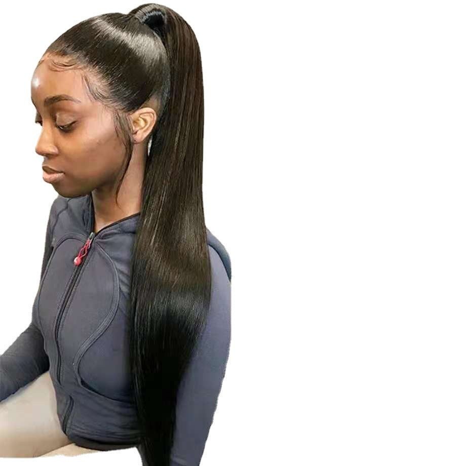 Mid-length Straight Hair Hand-woven Front Lace Wigs