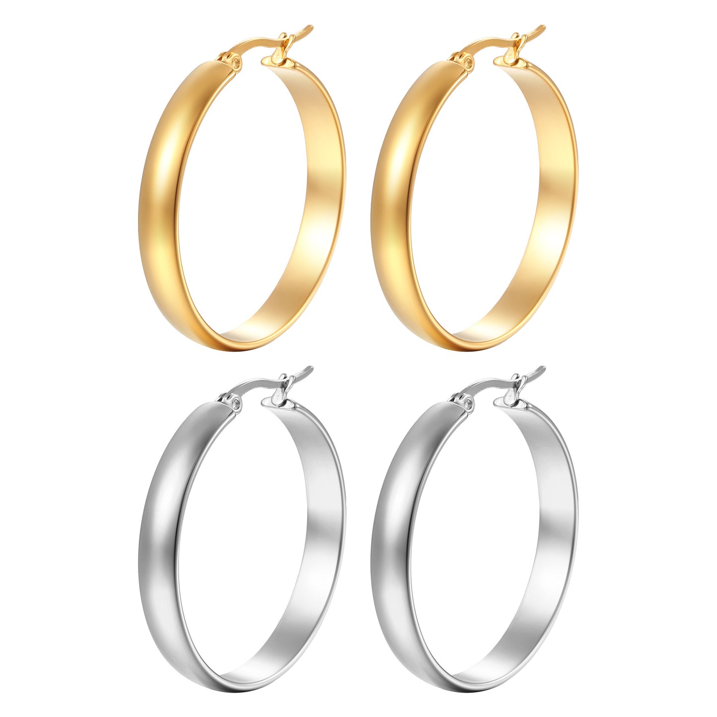 Fashionable Round Spherical Stainless Steel Hoop Earrings For Women