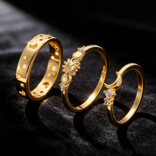 Light Luxury Fashion All-Match Star And Moon Ring