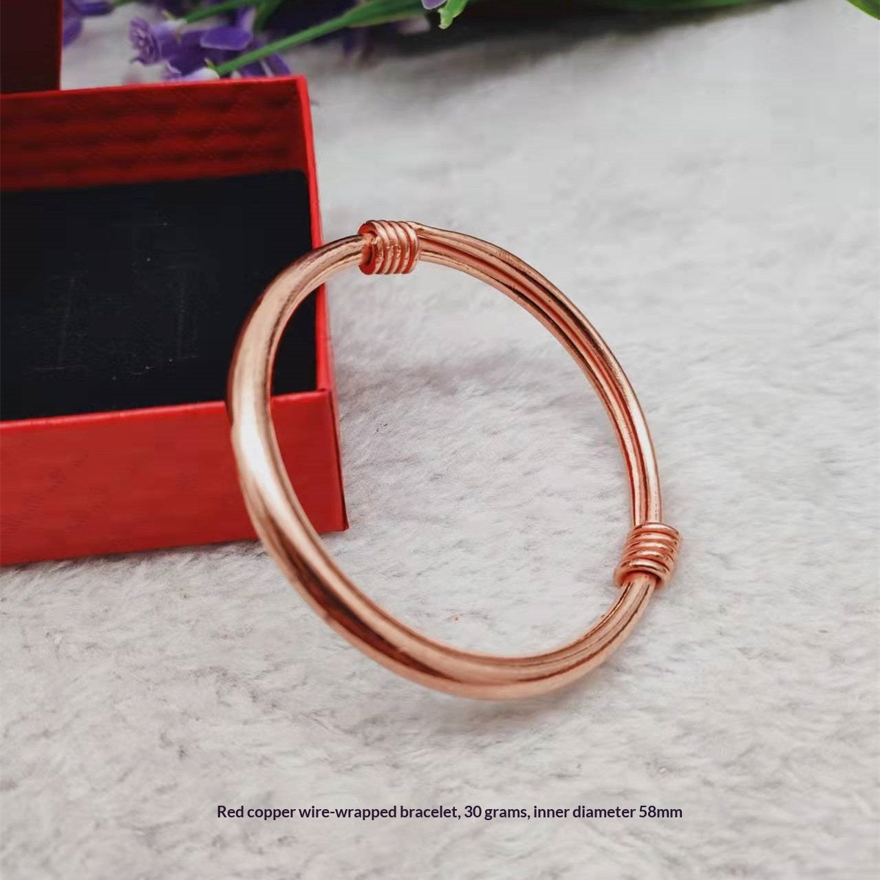 Silk-wrapped  Polished  Ethnic-style Pure Copper Uncoated Bracelet