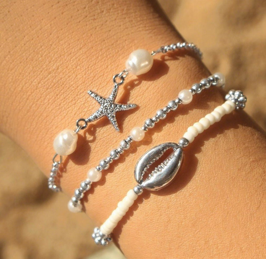Starfish And Turtle Beaded Bracelet Set