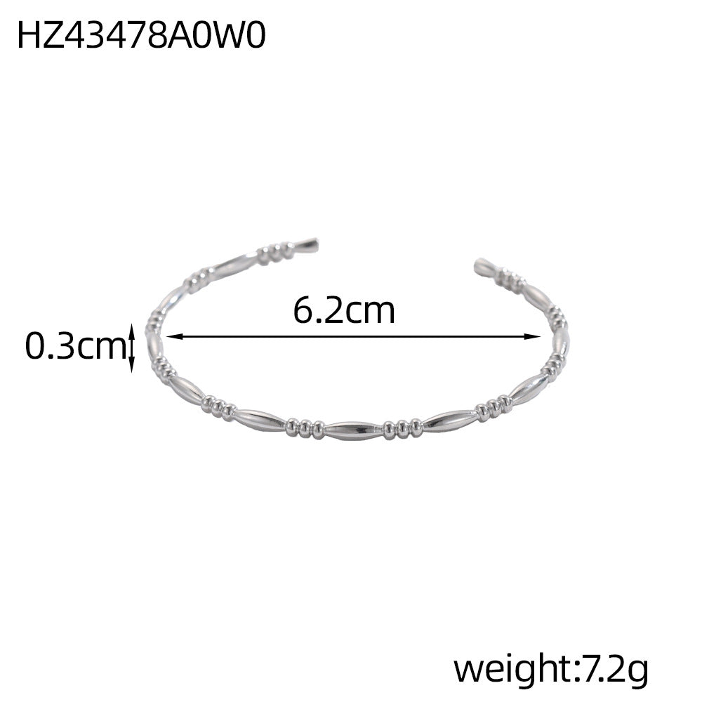 Personalized Patterned Bracelet For Women Elegant Geometric Layering Bangle In Solid Colors