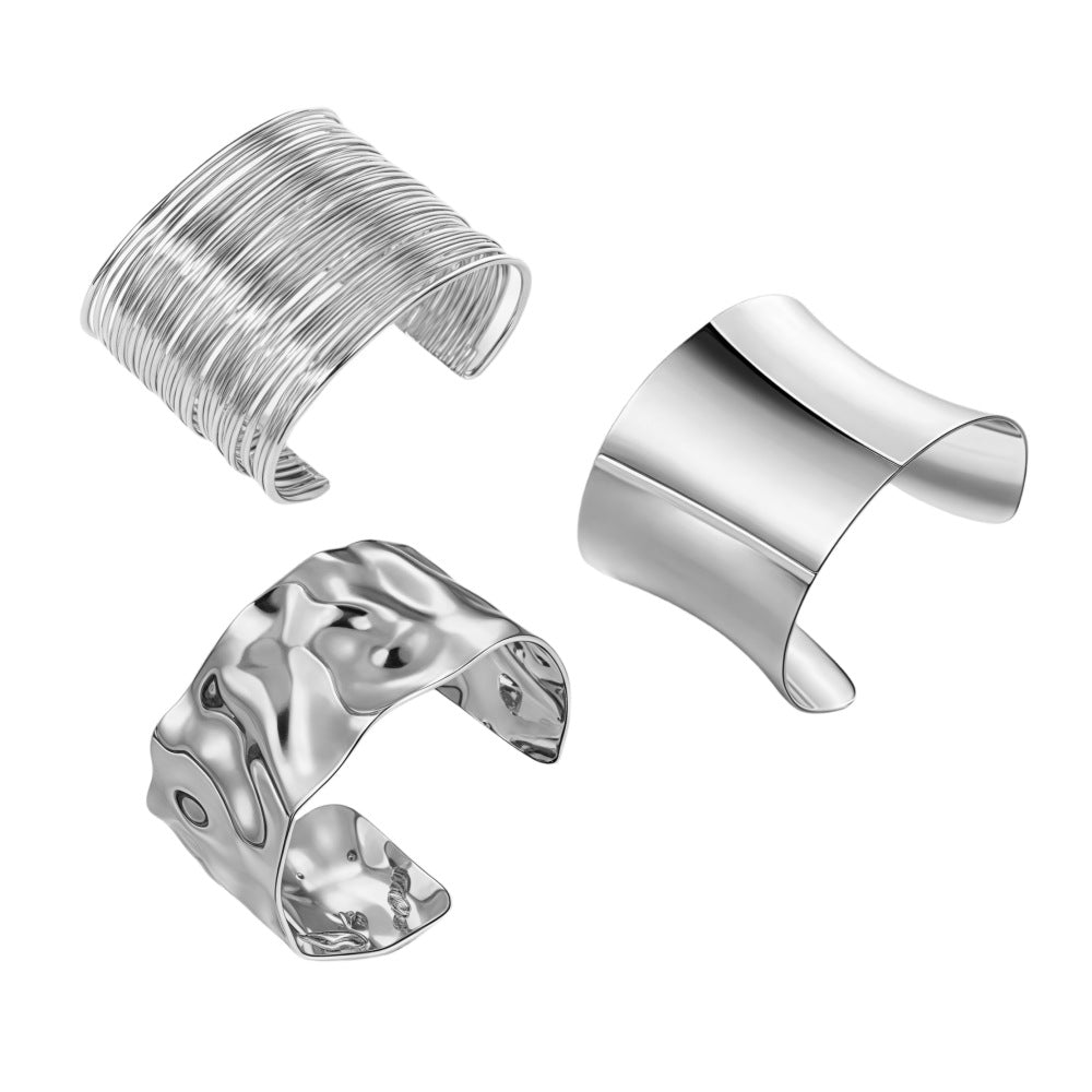 Popular Bracelet Simple Semi-Circular Hollow C-Shape Bangle Trendy All-Match Elegant Jewelry