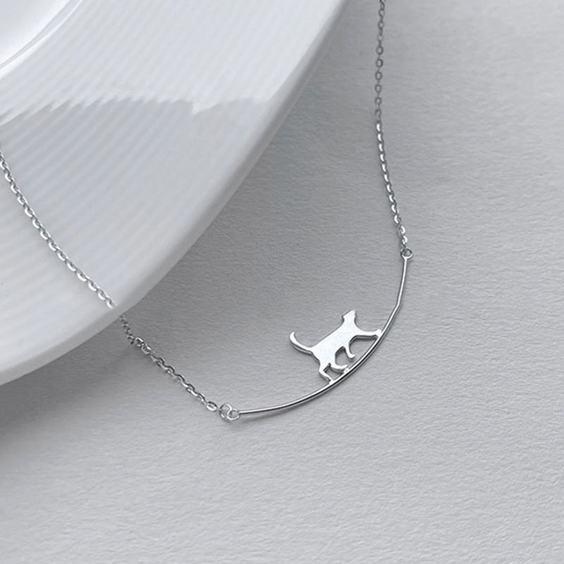 Cute Climbing Cat Pendant Necklace For Women