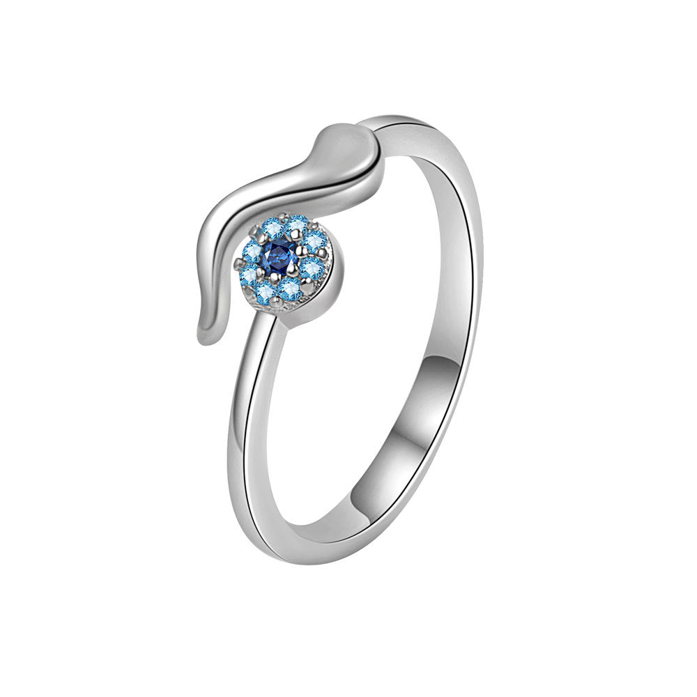 Blue Zircon Open Devil's Eye Ring