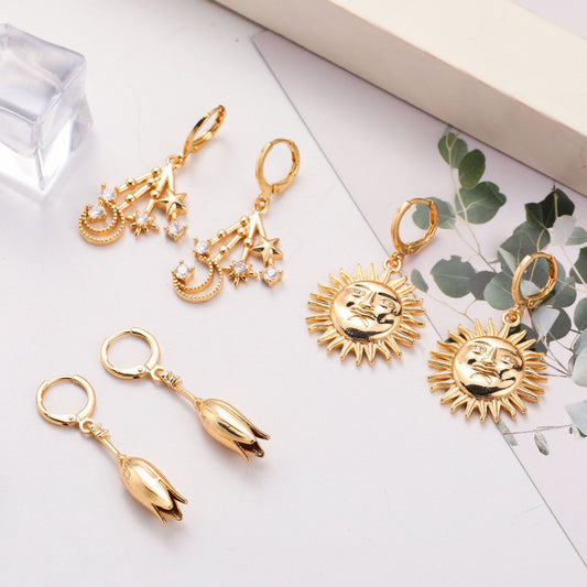 Fashionable Copper Earrings Heart, Triangle, And High Heel Design