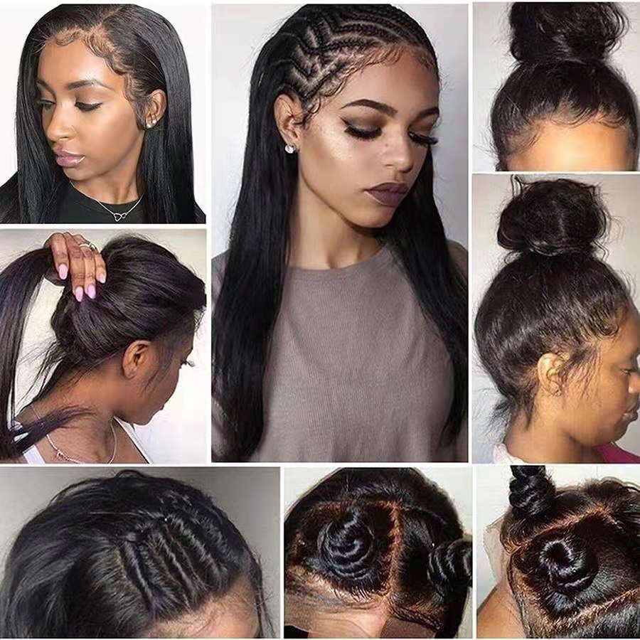 Mid-length Straight Hair Hand-woven Front Lace Wigs