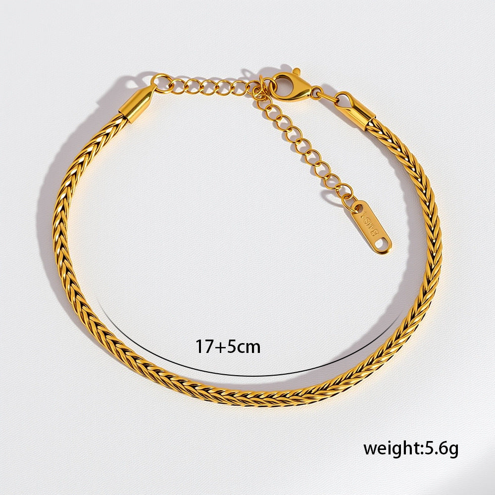 Minimalist Titanium Steel Niche All-Match 18K Gold-Plated Bracelet For Women