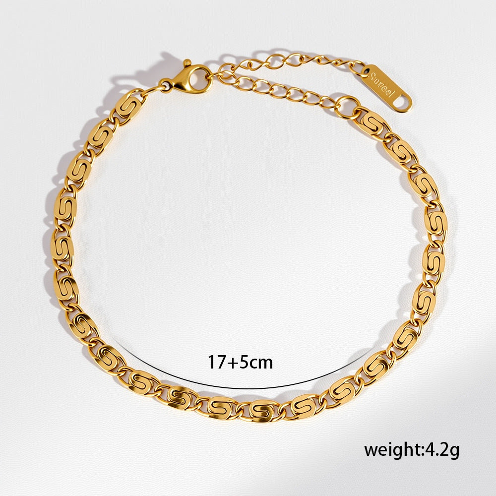 Minimalist Titanium Steel Niche All-Match 18K Gold-Plated Bracelet For Women