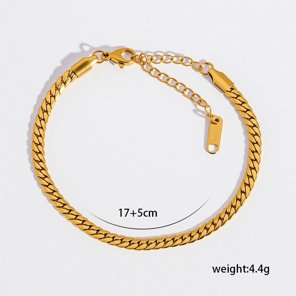 Minimalist Titanium Steel Niche All-Match 18K Gold-Plated Bracelet For Women
