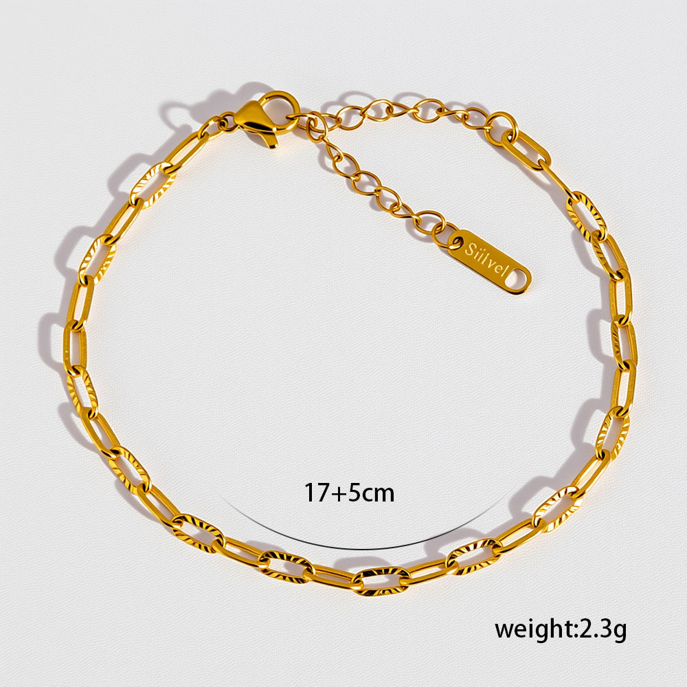 Minimalist Titanium Steel Niche All-Match 18K Gold-Plated Bracelet For Women