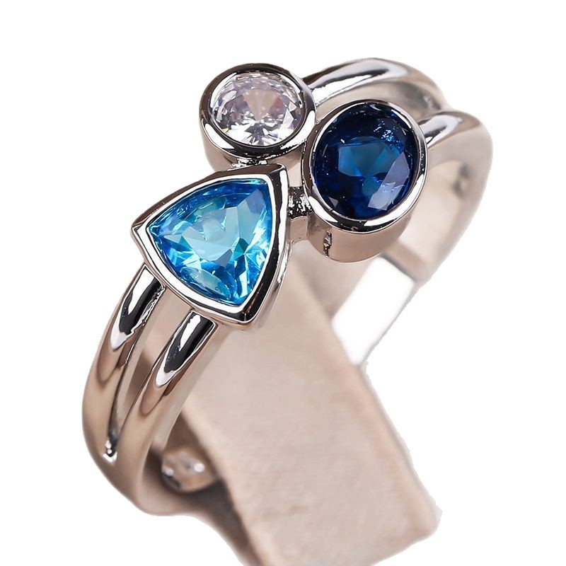 Women's Elegant Irregular Tricolor Stone Ring