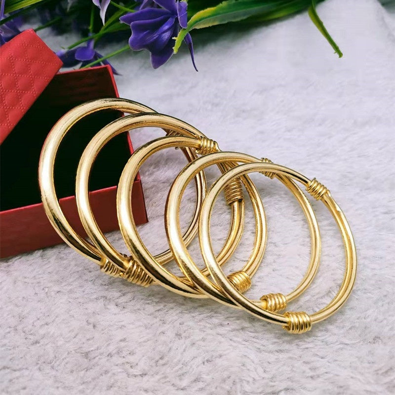 Silk-wrapped  Polished  Ethnic-style Pure Copper Uncoated Bracelet