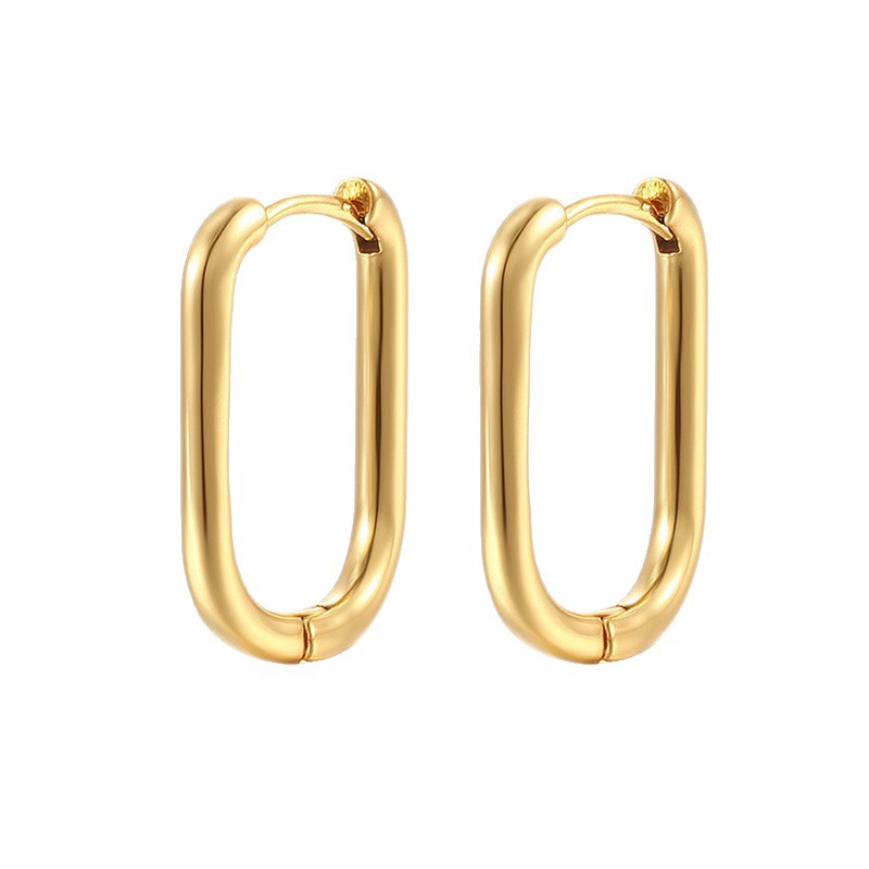 Square Titanium Steel 18k Gold-Plated Quadrilateral Minimalist Stud Earrings