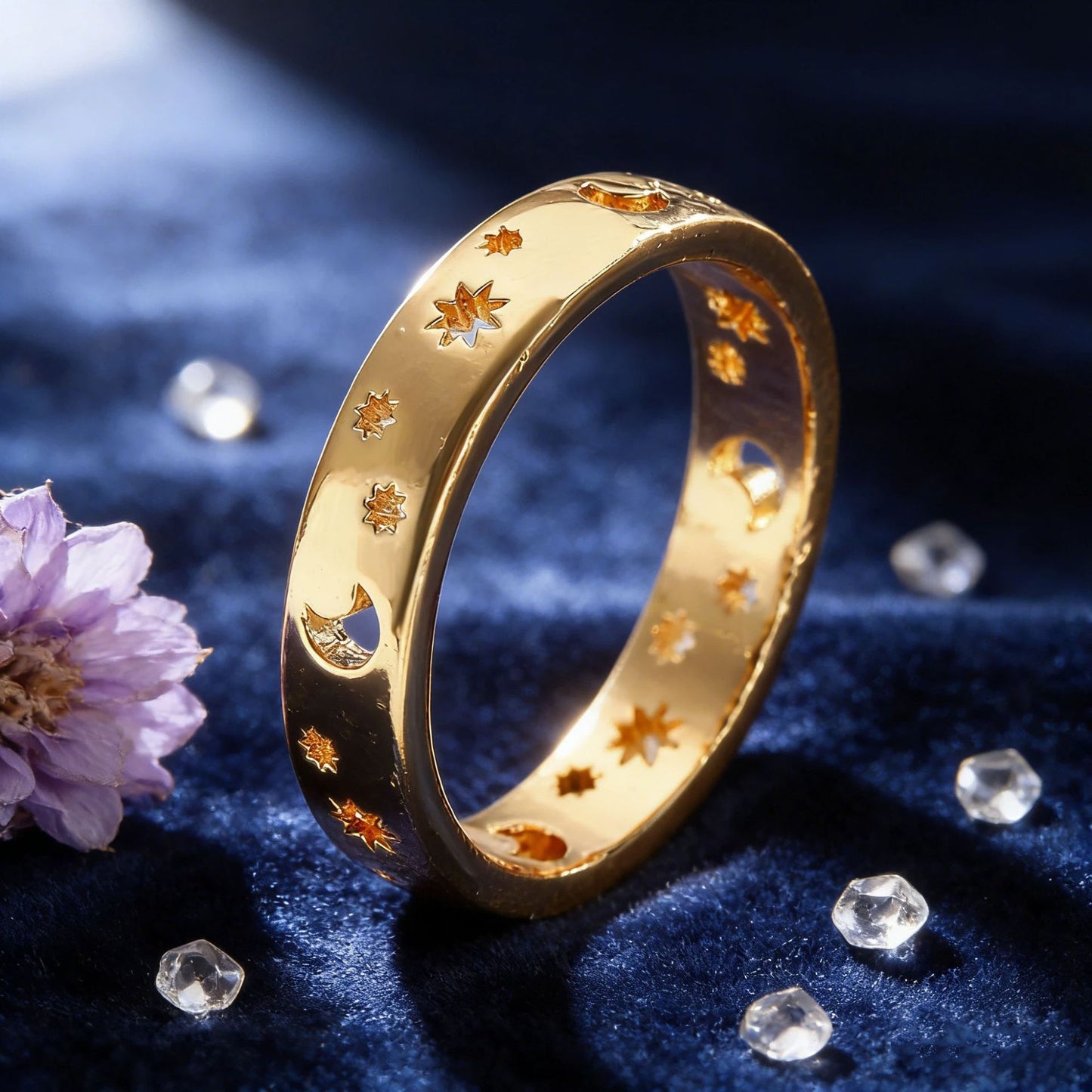 Light Luxury Fashion All-Match Star And Moon Ring