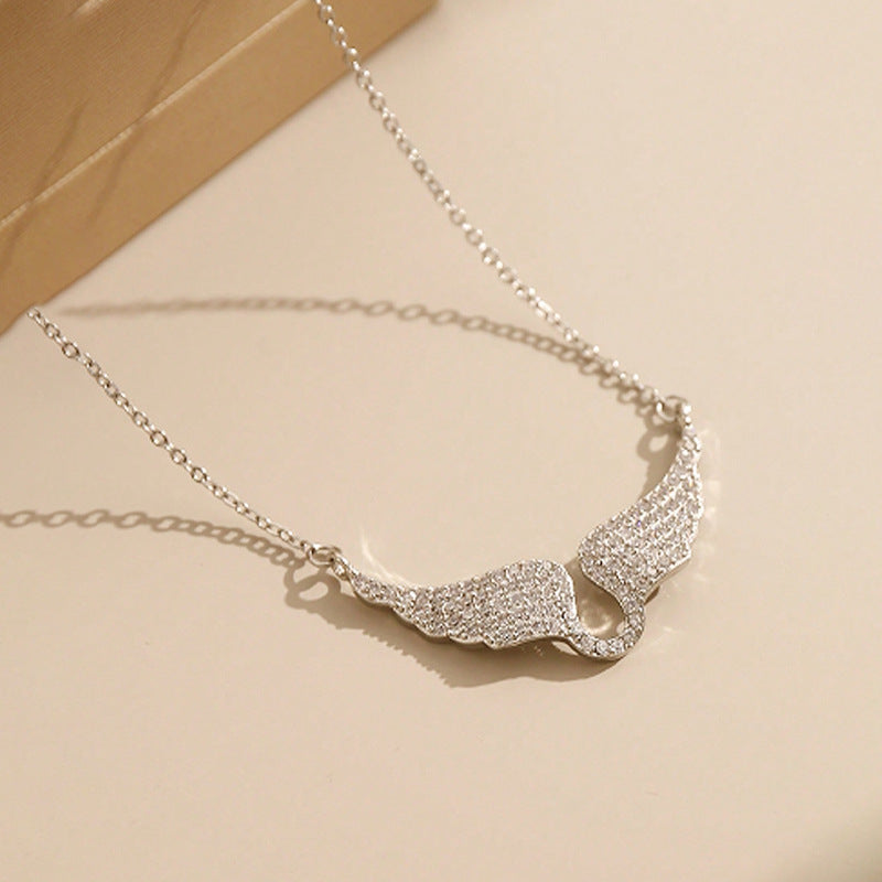 Full-Diamond Angel Wings Pendant Necklace