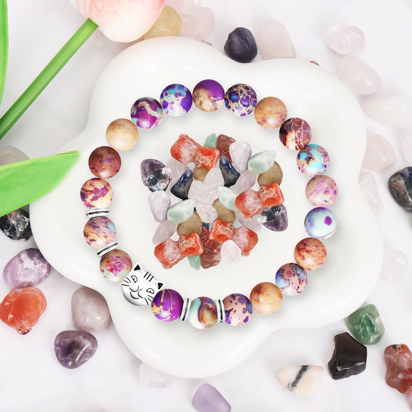 Natural Turquoise Stone Bracelet With A Card