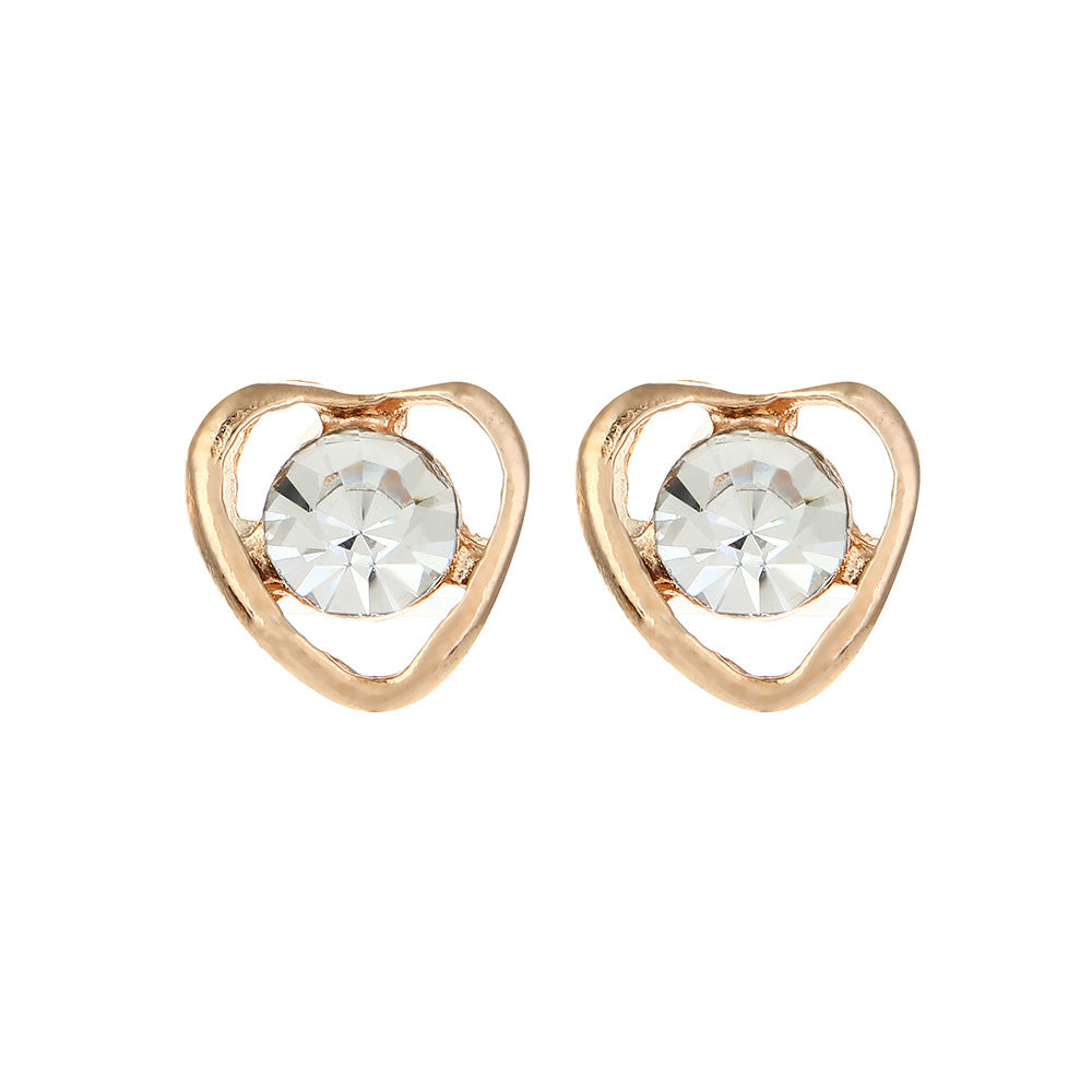 European And American-style Crystal Heart Charm Necklace Earrings Ring And Bracelet Four-Piece Set