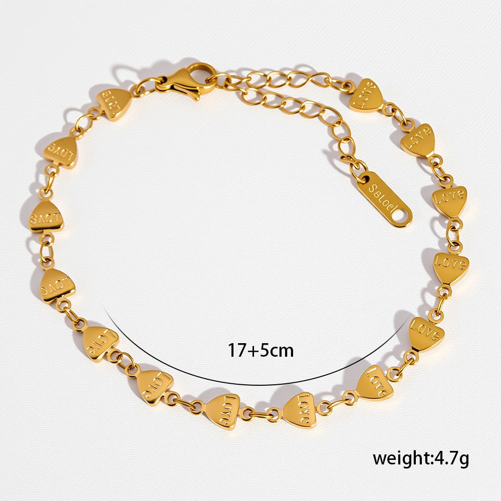 Minimalist Titanium Steel Niche All-Match 18K Gold-Plated Bracelet For Women